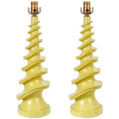 Pair "Corkscrew" Lamps by PLASTO