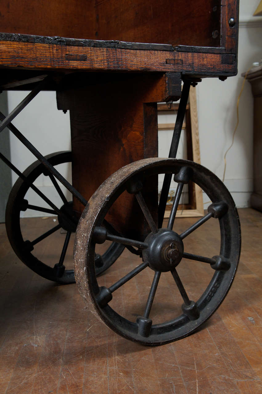Mid-20th Century Industrial Cart of Wood and Steel