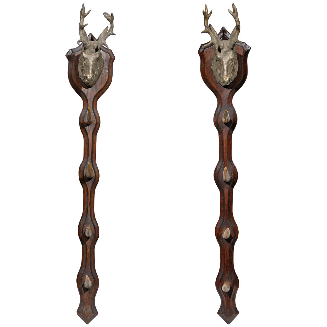 Pair of Deer Head and Antler Hooks