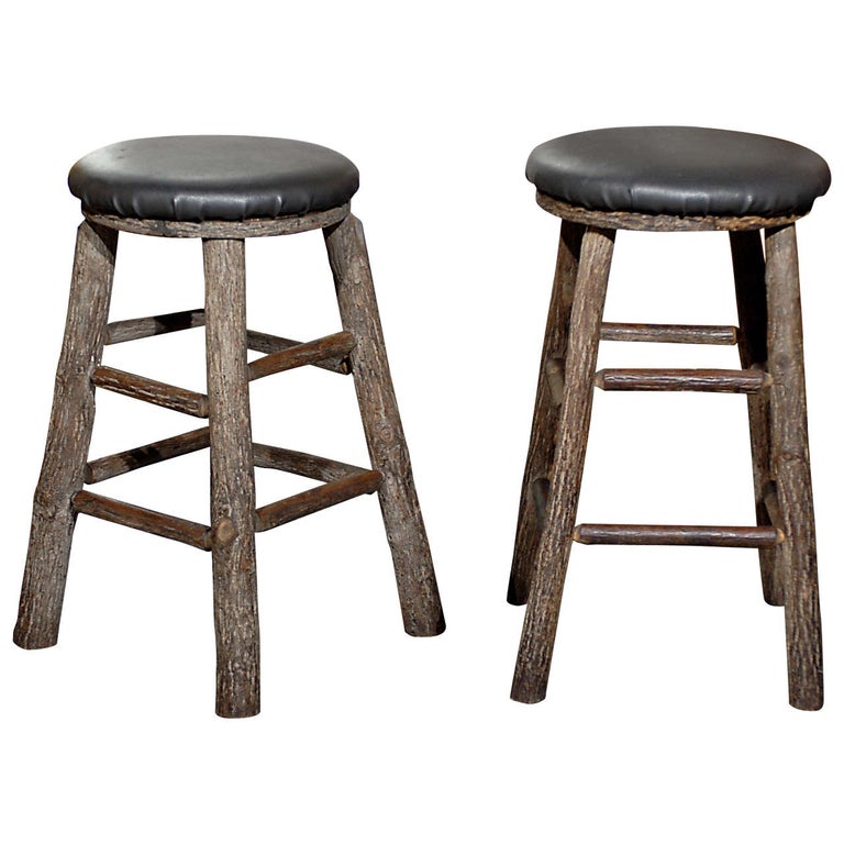 10 Round Rustic Vintage Bar Stools With, Old Wooden Bar Stools
