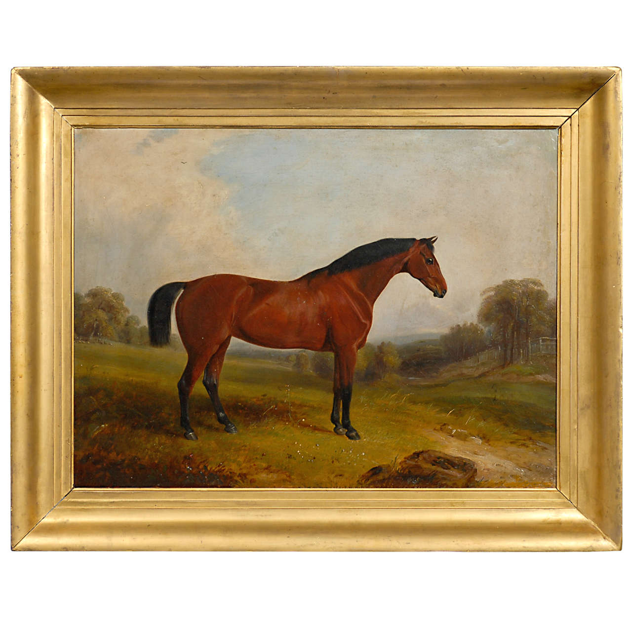 English Painting of Horse in Landscape