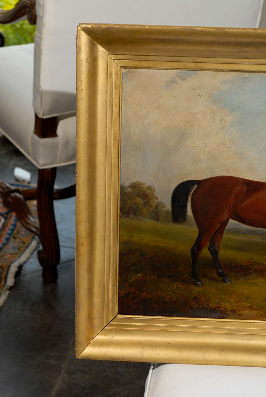 British English Painting of Horse in Landscape
