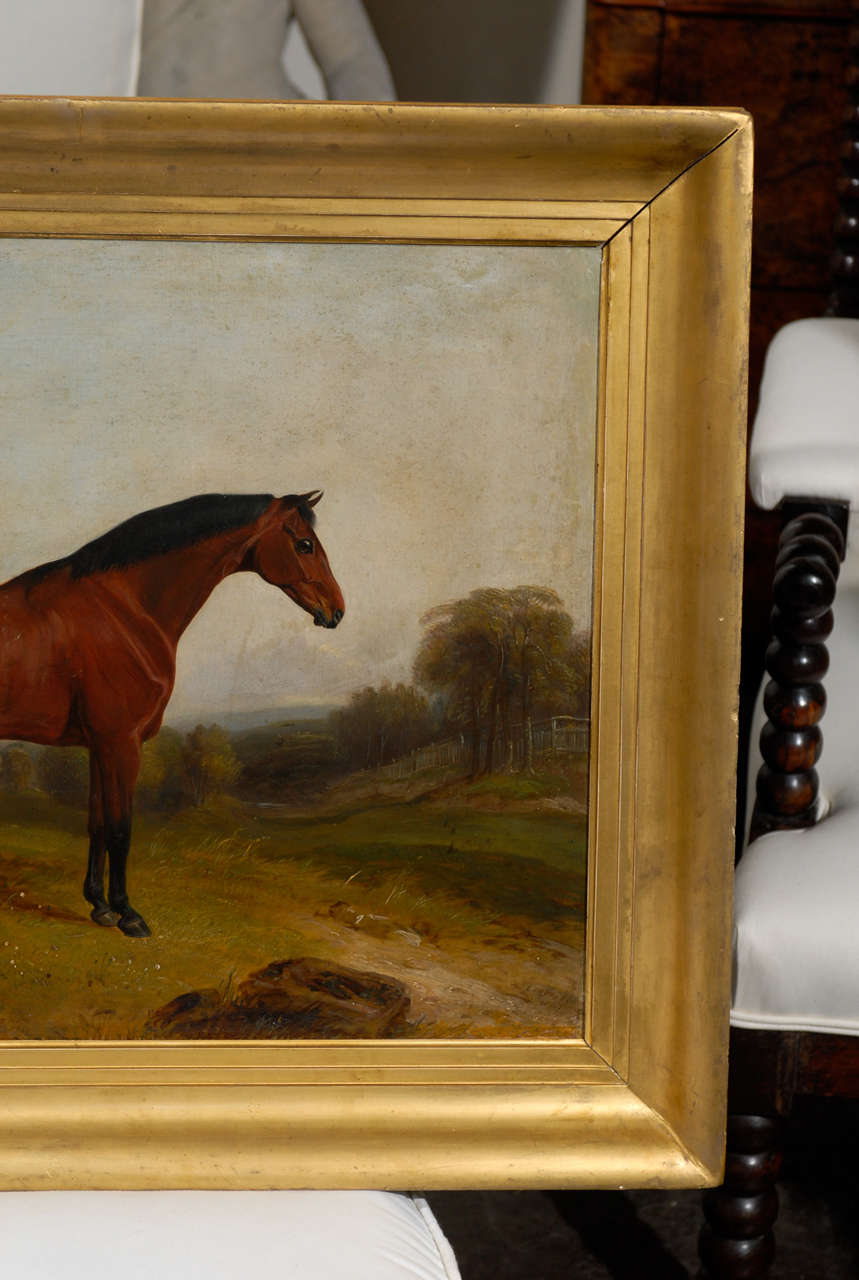 19th Century English Painting of Horse in Landscape