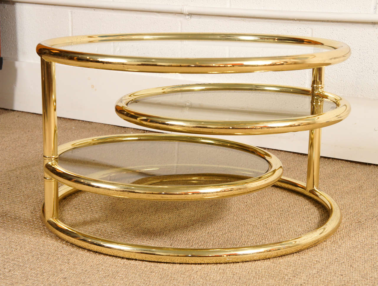 Late 20th Century A Brass Three Ring Cocktail Table