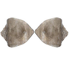 Pair of Smoked Wavy Glass Wall Sconces by Mazzega 10