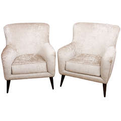 Pair of Upholstered Velvet Italian Chairs by Ico Parisi