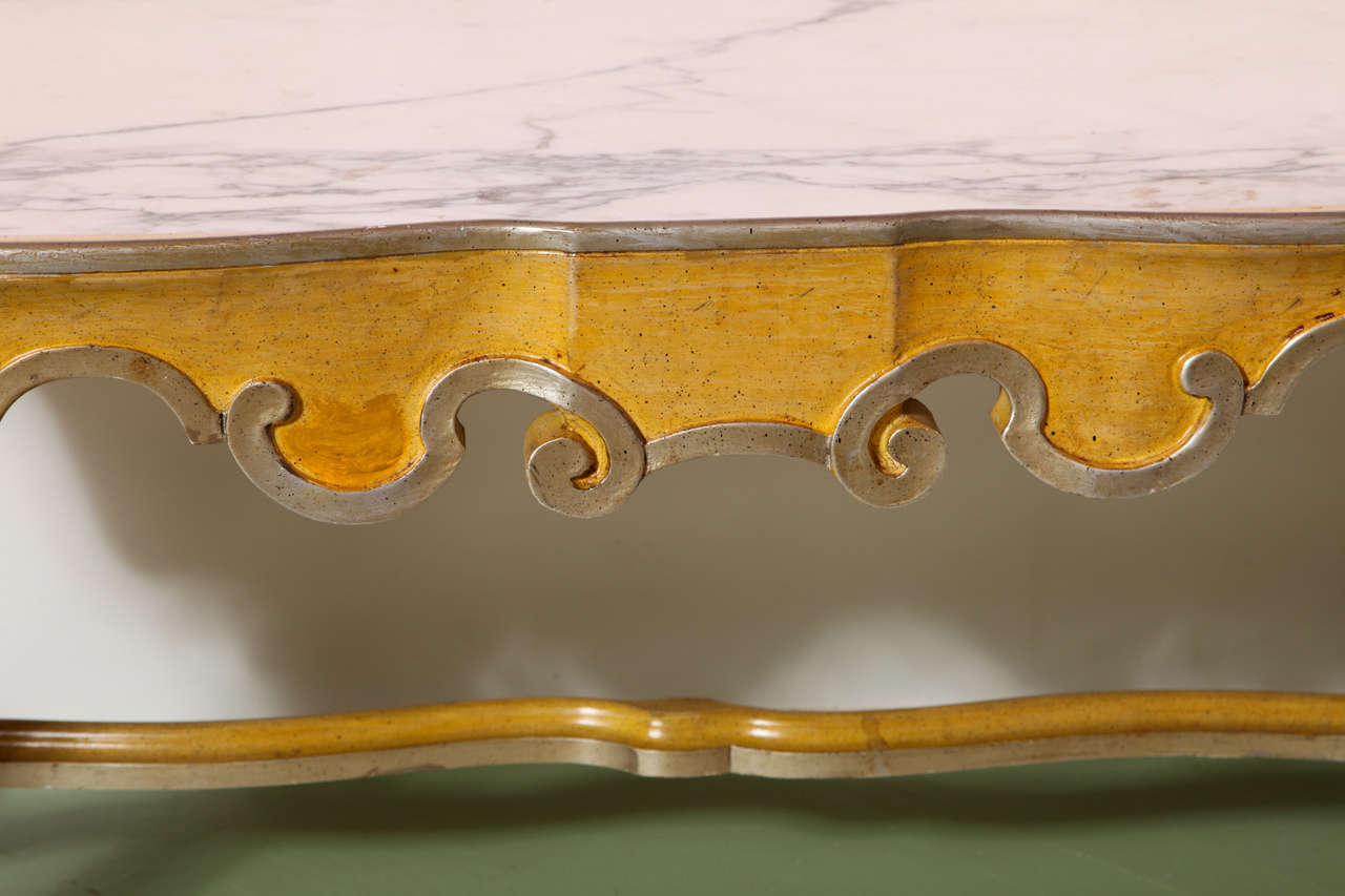 Baker Rococo-Style Coffee Table with Marble Top In Excellent Condition In High Point, NC