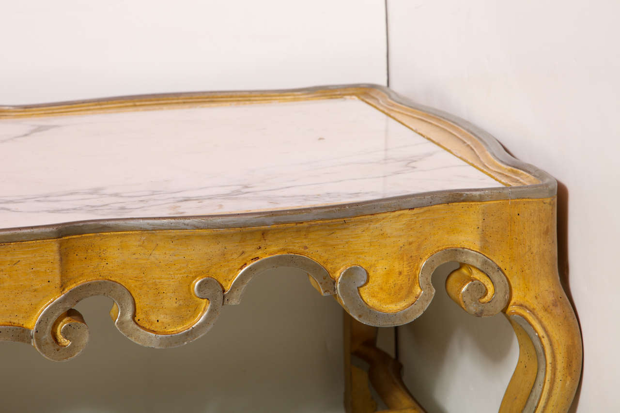 Mid-20th Century Baker Rococo-Style Coffee Table with Marble Top
