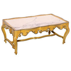Baker Rococo-Style Coffee Table with Marble Top