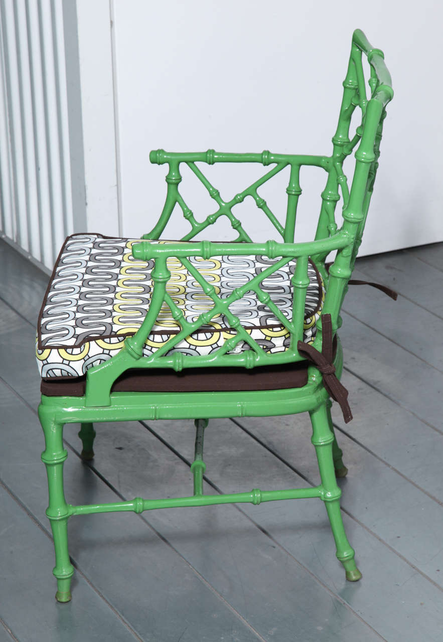 Phyllis Morris Faux Bamboo Cast Metal Arm Chairs, Set of 6 at 1stdibs