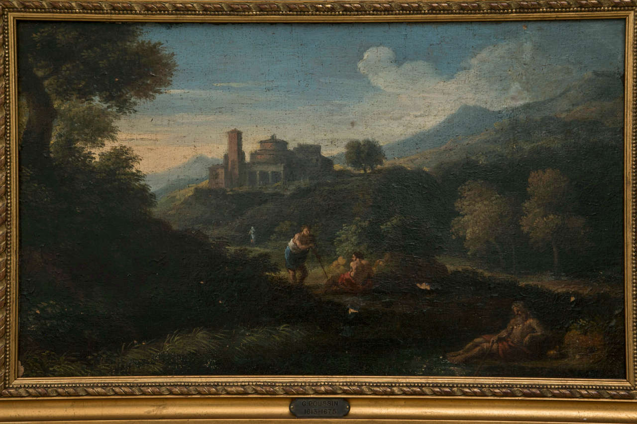 Eine italienische Landschaft des späten 17. und frühen 18. Jahrhunderts mit Figuren von

die römische Campagna von Jan Frans van Bloemen (Antwerpen 12

Mai 1662 - Rom 13. Juni 1749), genannt Orizzonte oder Horizzonti,

war ein flämischer