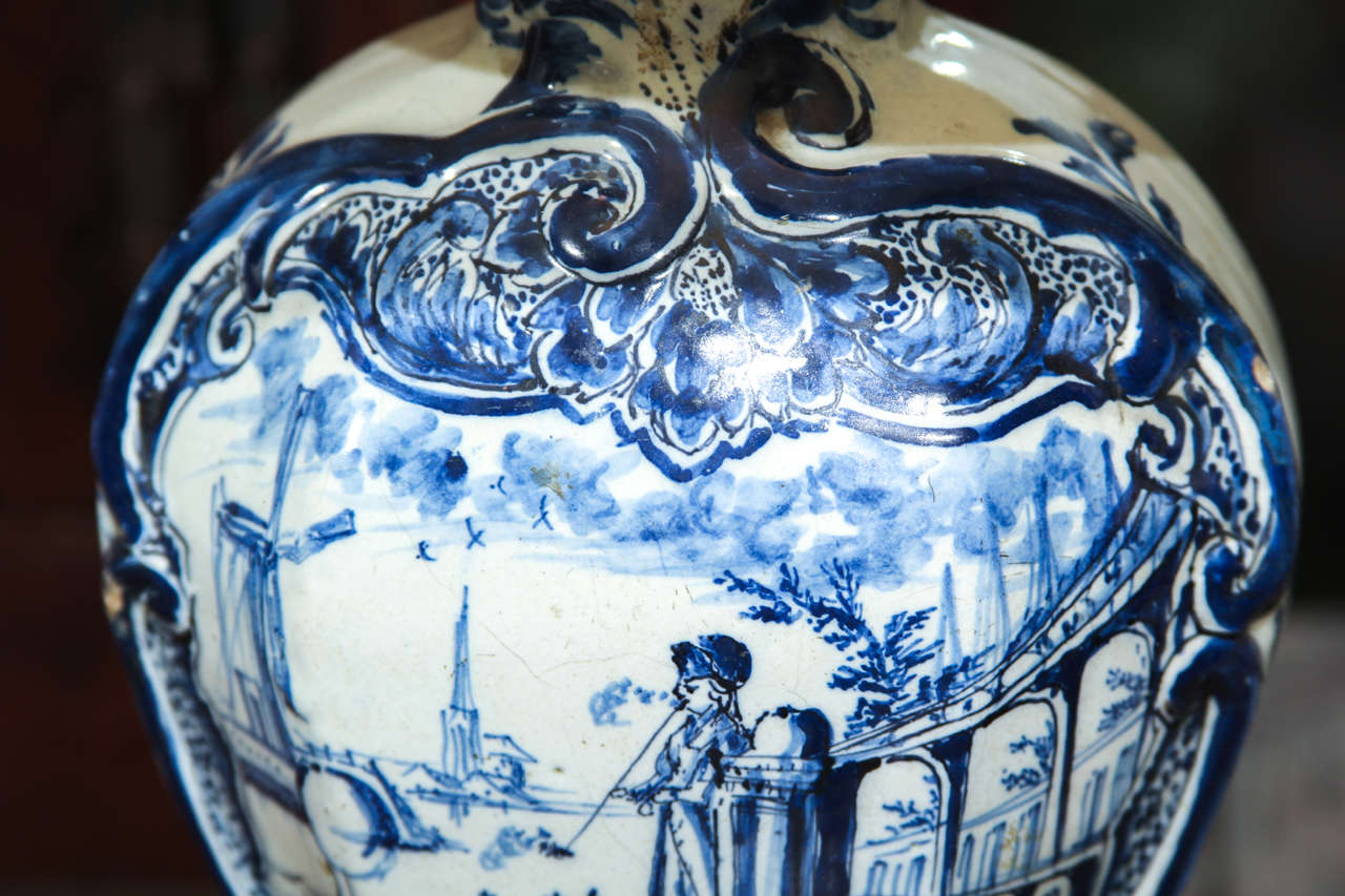 Delft Vase Lamp In Fair Condition In Seattle, WA
