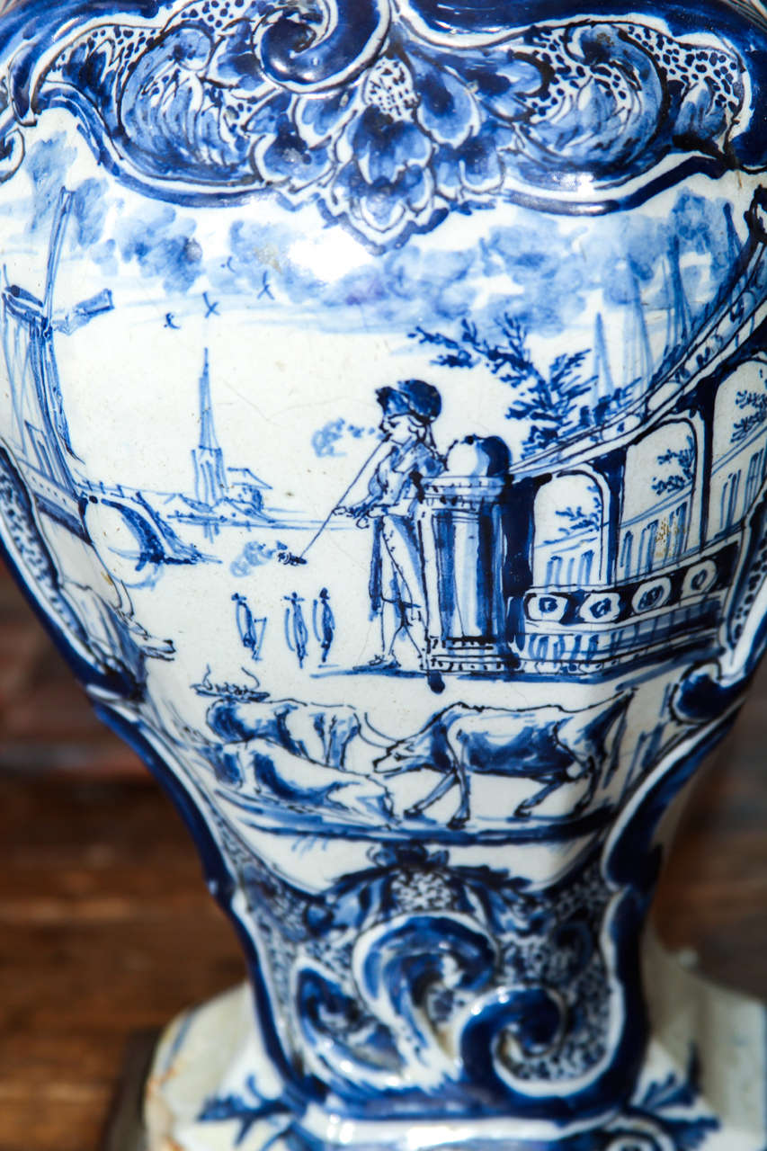 18th Century and Earlier Delft Vase Lamp