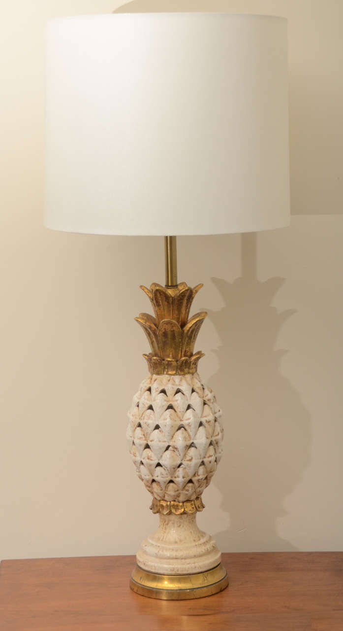 Large ceramic Pineapple lamp by Marbro at 1stDibs