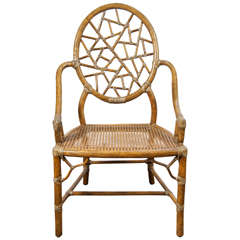 "Spider Web" Bamboo & Caned Chair