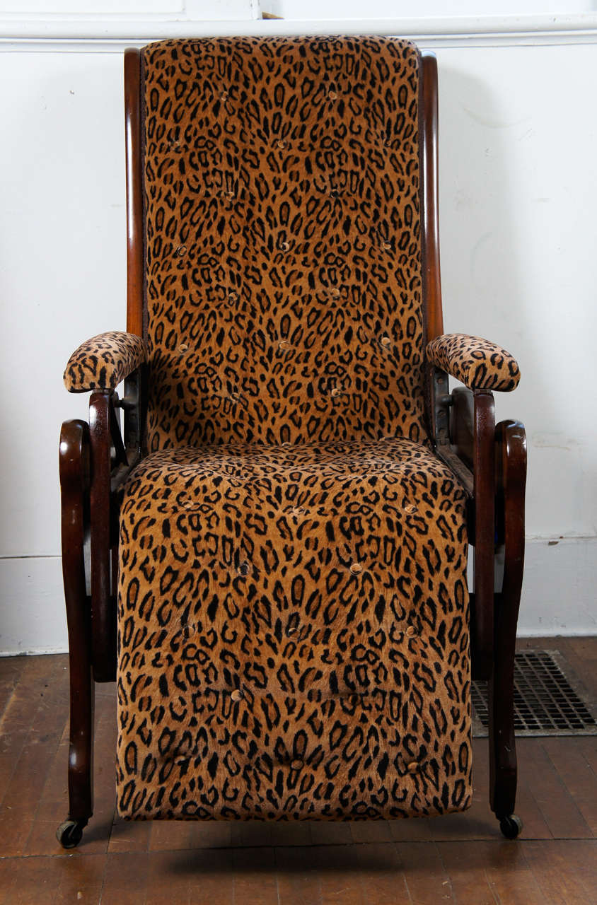 American Mahogany Reclining Chair Signed 1850 For Sale