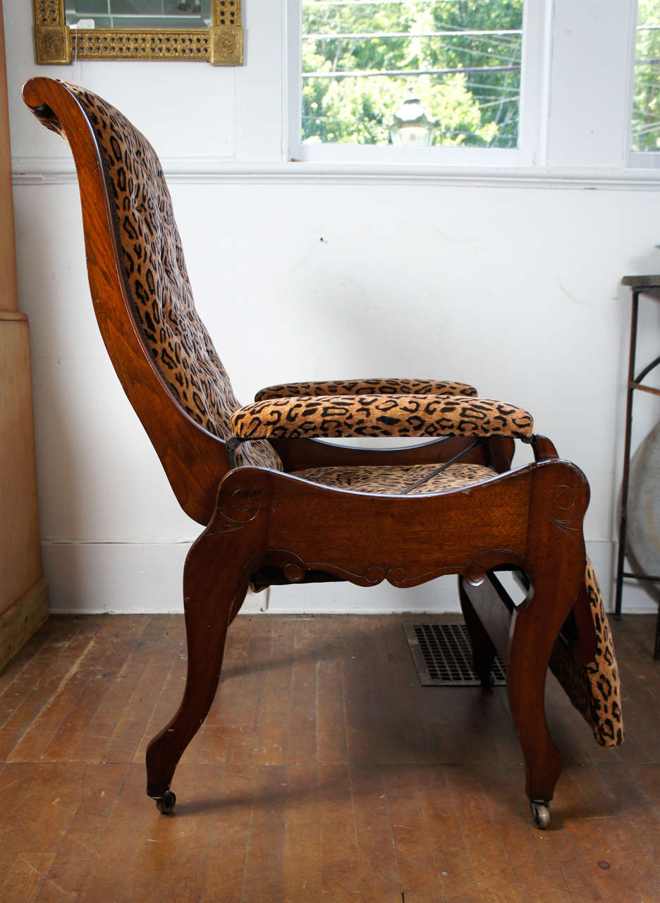 Mahogany Reclining Chair Signed 1850 In Good Condition For Sale In Hudson, NY
