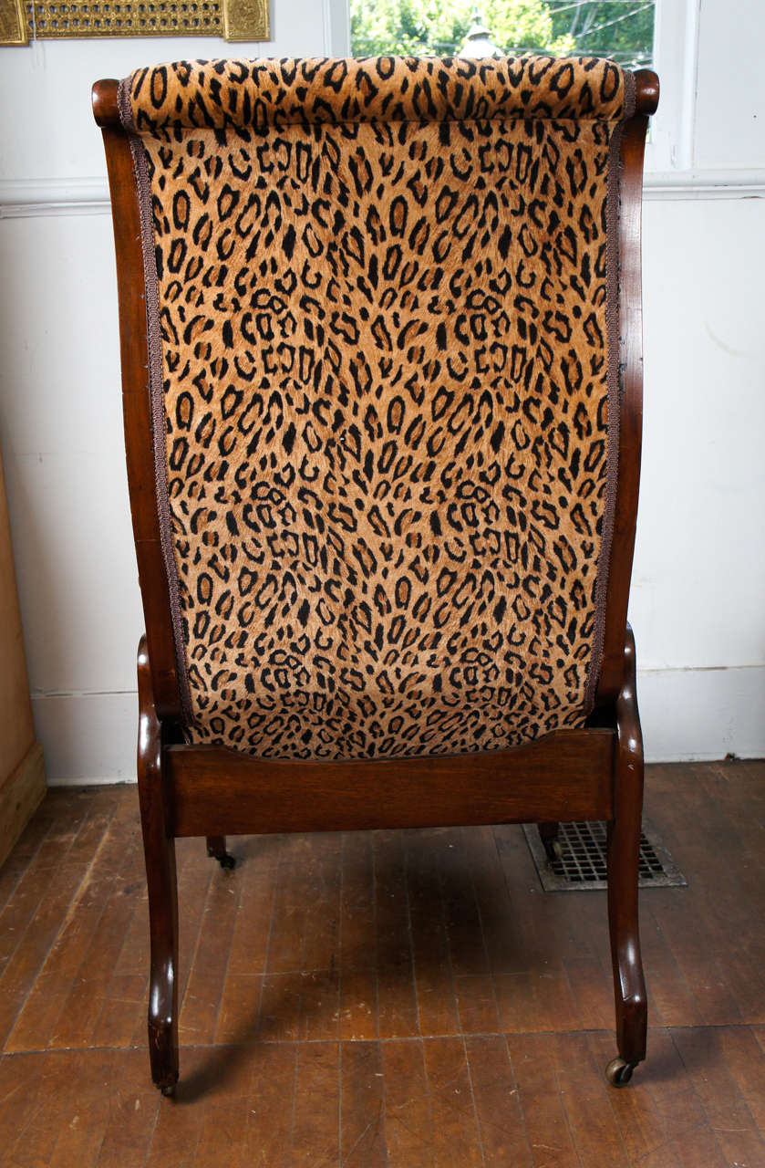 Upholstery Mahogany Reclining Chair Signed 1850 For Sale