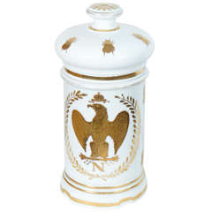 Antique Porcelain apothecary jar with Napoleonic eagle & bees