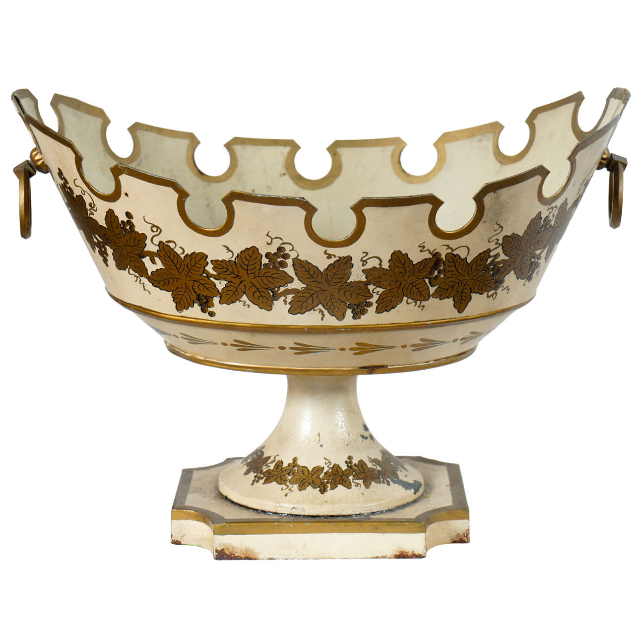 French Tole Footed Monteith Bowl, Compote