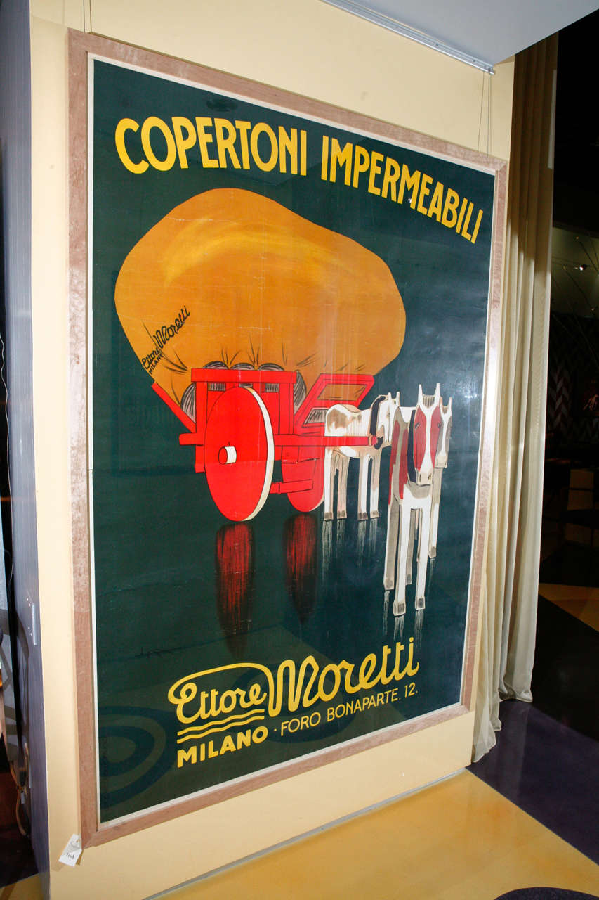 Original Italian poster for the company Copertoni Impermeabili by Ettore Moretti.