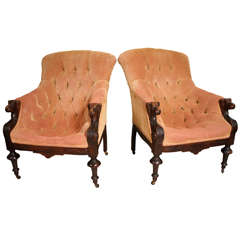 Antique Pair Edwardian Lolling Chairs