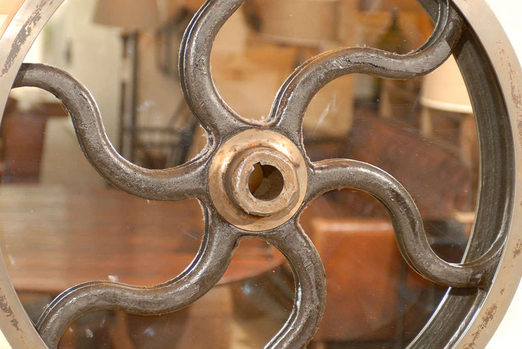 English Factory Wheel Mirror, circa 1910 For Sale
