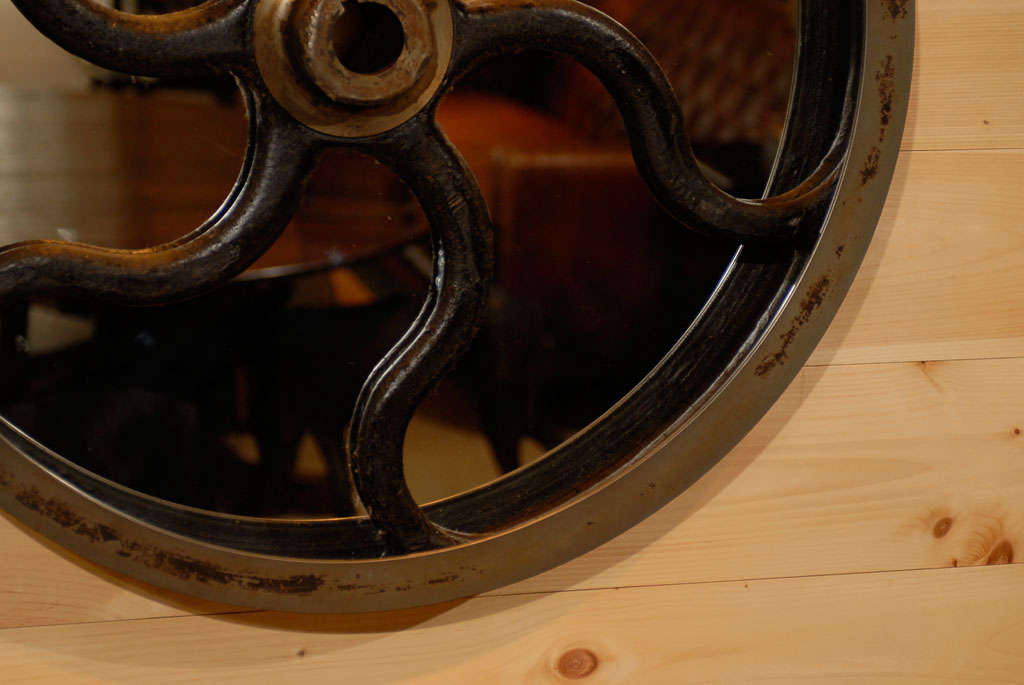 Factory Wheel Mirror, circa 1910 For Sale 1