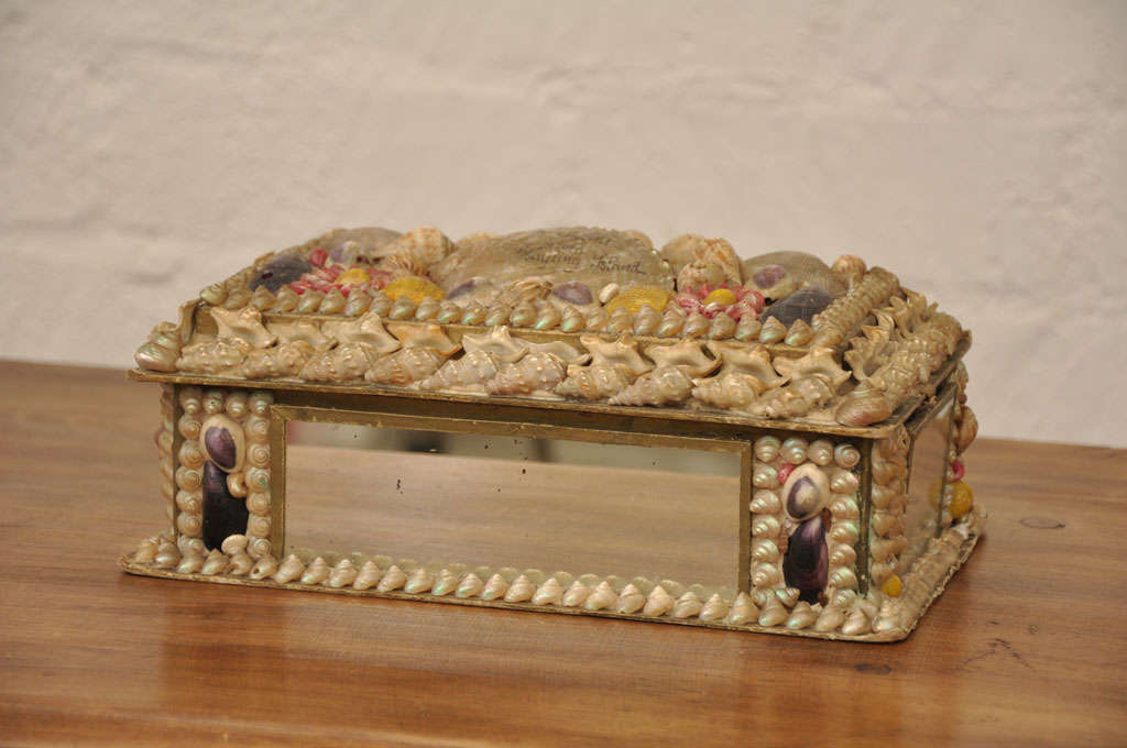 Antique English Shell Decorated Box