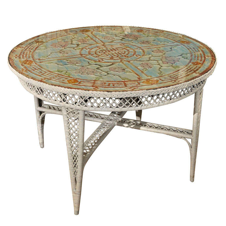 Rare Unusual 1920
s Haywood Wakefield Rattan Table