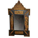 Circa 1890 Painted Wood and Tin Framed French Mirror