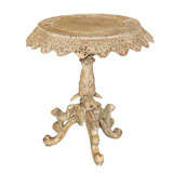 Vintage Old Limed Oak Carved Round Tilt Top Table