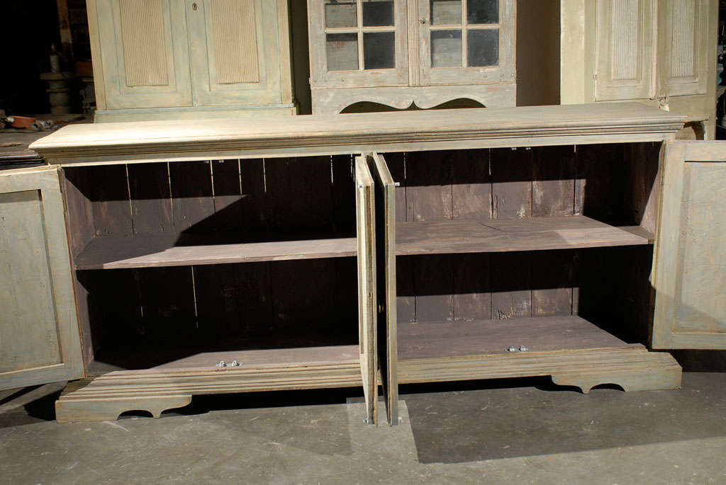 Reclaimed Wood Painted Wood Four-Door Enfilade Buffet with Oval Pattern