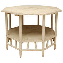 Antique Victorian Octagonal Painted Wicker Table