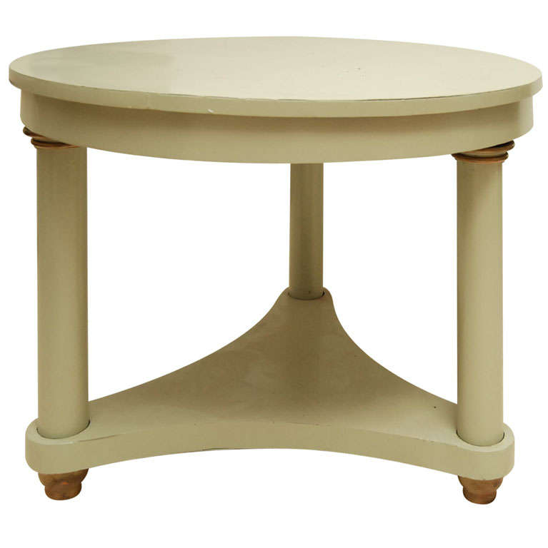 Classical Three Column Painted Metal Table For Sale
