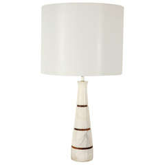 Walnut And Marble Italian Table Lamp