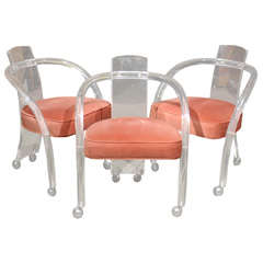 Set of Three Bent Lucite Chairs