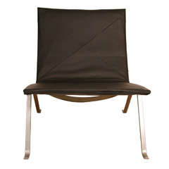 poul kjaerholm PK 22 chair in black leather designed 1956