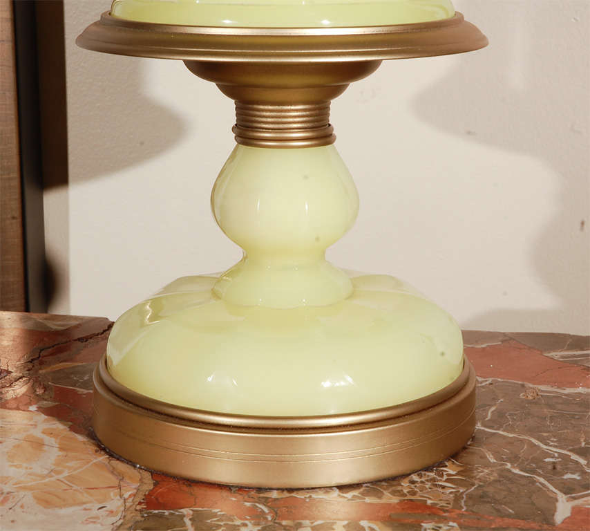 French Yellow Opaline Lamp For Sale