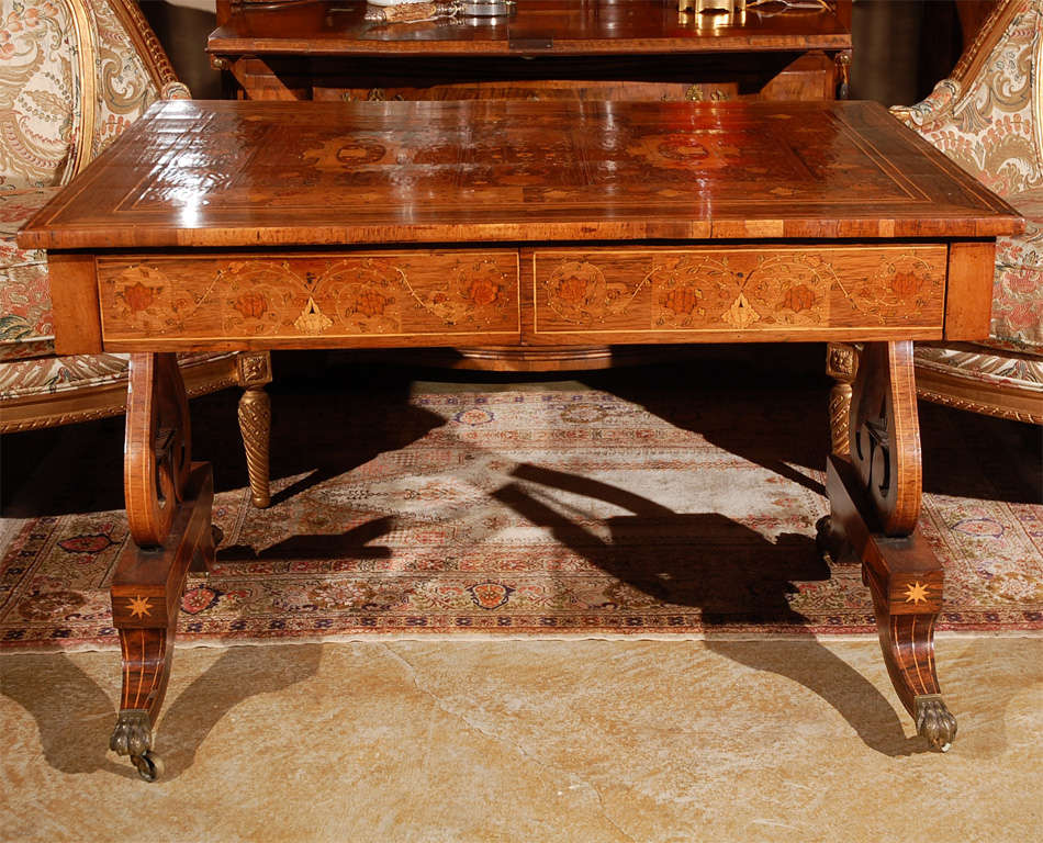 Inlaid, English Table In Excellent Condition In Newport Beach, CA