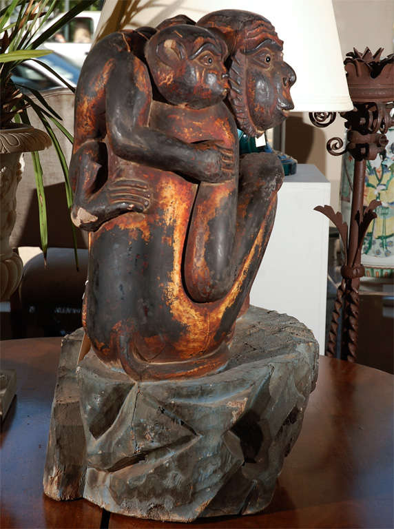 Monkey Sculpture of Mother and Baby In Good Condition In Los Angeles, CA