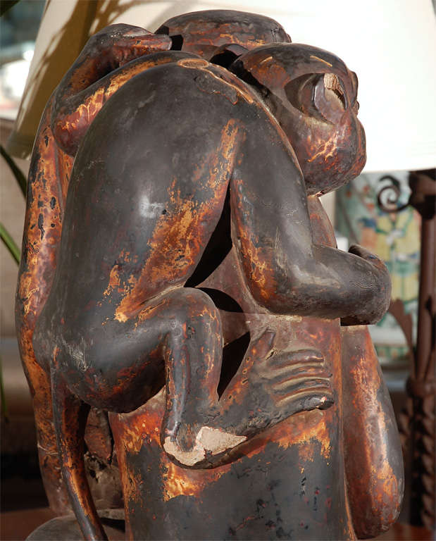 Monkey Sculpture of Mother and Baby 1