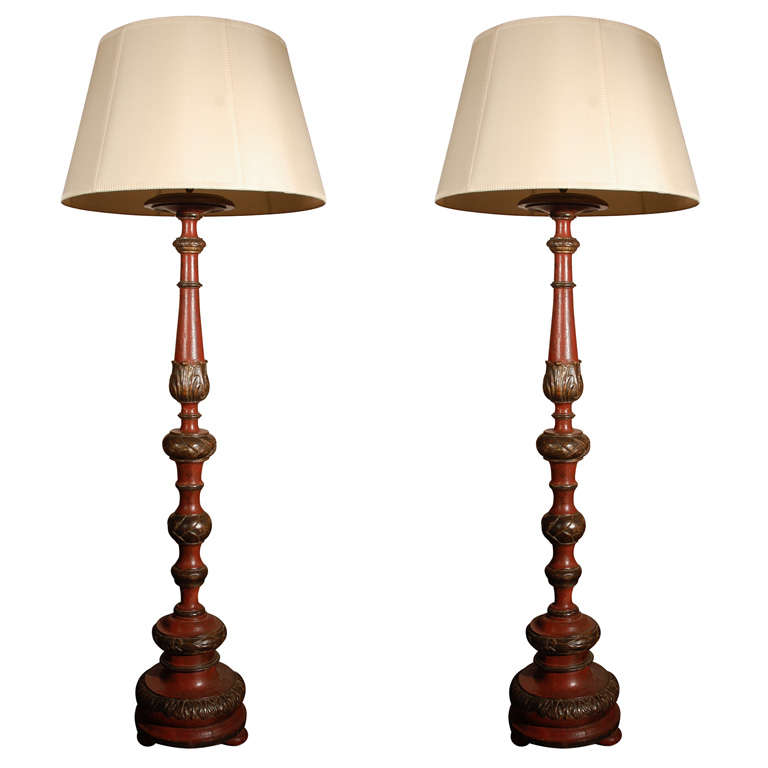Italian Altar Stick Floor Lamps