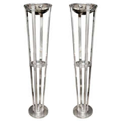 A Pair Of Nickel Plated Torchieres