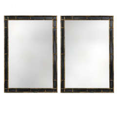 A Pair Of Faux Bamboo Mirrors