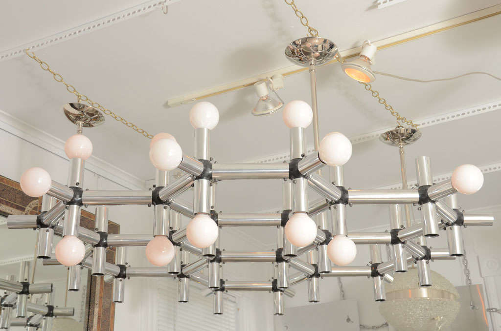 Robert Haussmann Atomic Atom Chrome Chandelier