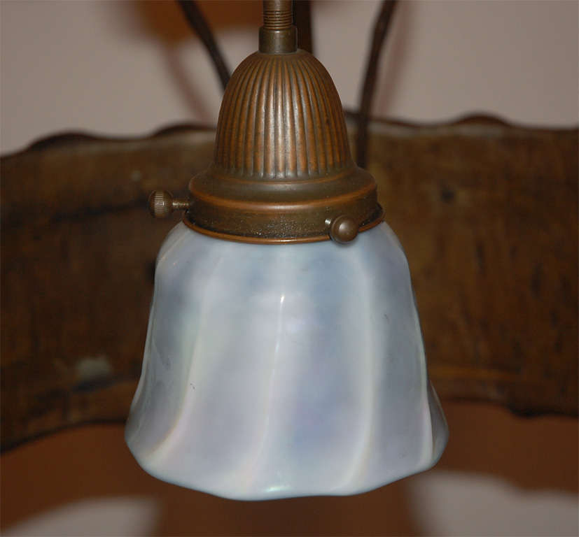 Glass Fine European Art Nouveau Pendant Fixture For Sale