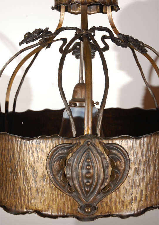 Fine European Art Nouveau Pendant Fixture For Sale 2