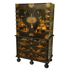 Antique William & Mary Period Japanned Cabinet on Chest, English, circa 1690
