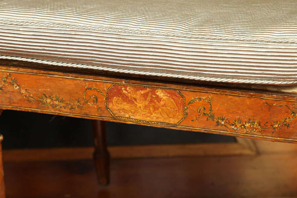19th Century Antique Regency Painted Faux Satinwood Settee, circa 1810 For Sale